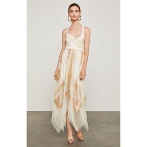 BCBGMaxAzria Metallic Striped Handkerchief Dress